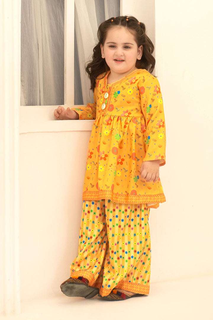 Herringbone Digital Printed 2 Pc Suit - Wear Ochre