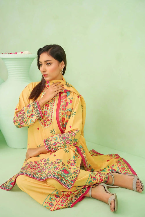 Best Women's Poly Lawn Digital Printed 3 Pc Suit - Wear Ochre -