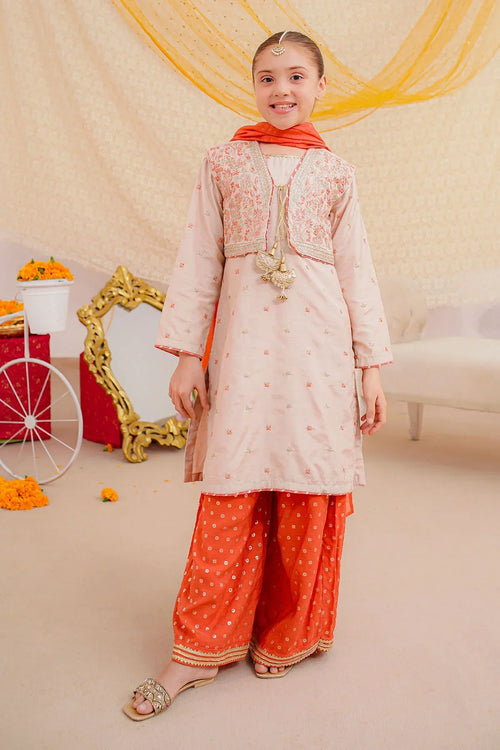 Best Cotton Silk Embroidered 3 Pc Suit - Wear Ochre -