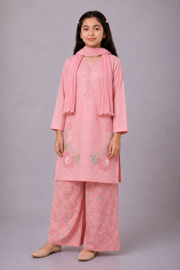 Cotton Embroidered 3 Pc Suit