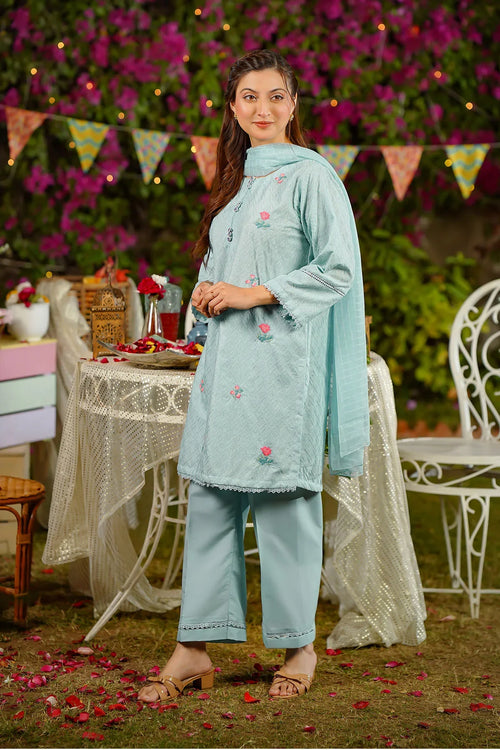 Best Women's Chikankari Embroidered 3 Pc Suit - Wear Ochre -
