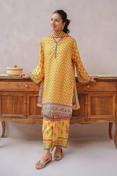 Best Swiss Lawn Digital Printed 3 Pc Suit - Wear Ochre -