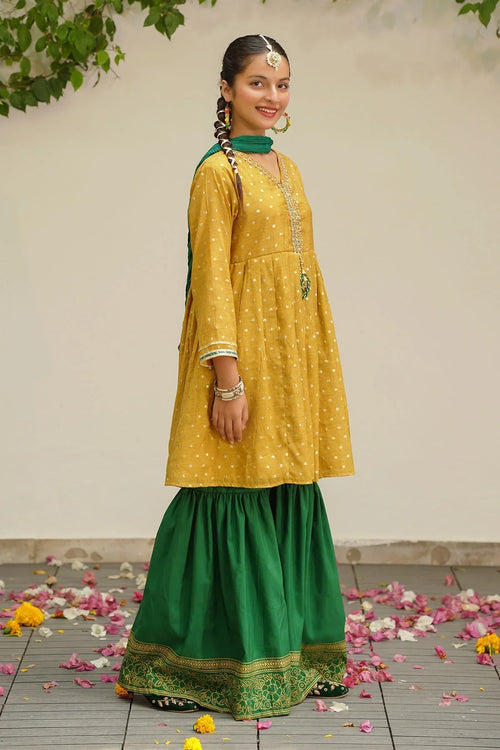 Best Slub Manar Hand Adda Work 3 Pc Suit - Wear Ochre -