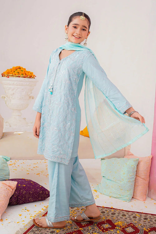 Best Cotton Silk Embroidered 3 Pc Suit - Wear Ochre -
