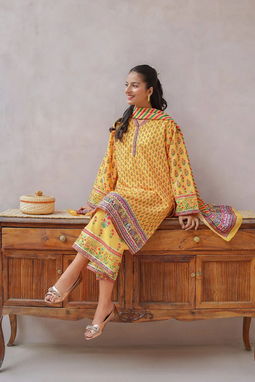 Best Swiss Lawn Digital Printed 3 Pc Suit - Wear Ochre -