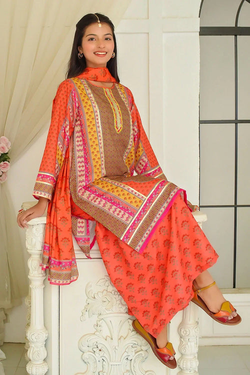Best Swiss Lawn Digital Printed 3 Pc Suit - Wear Ochre -