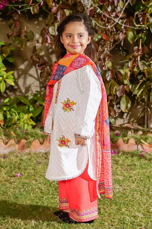 Best Chikankari Embroidered 3 Pc Suit - Wear Ochre -