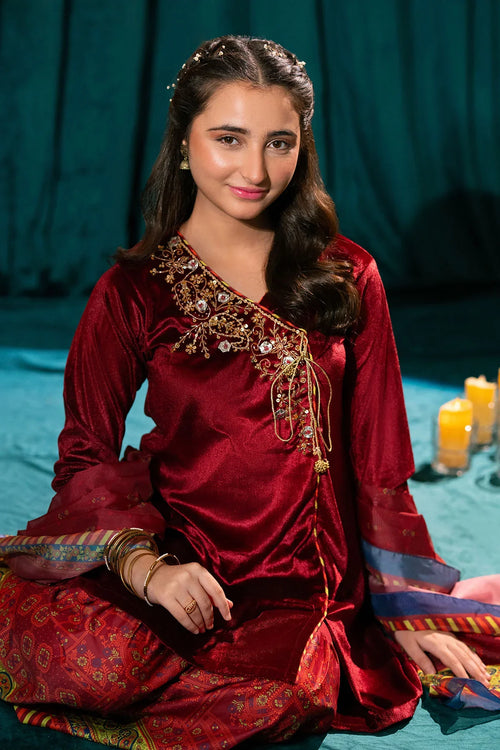Best Velvet Hand Adda Work 3 Pc Suit - Wear Ochre -