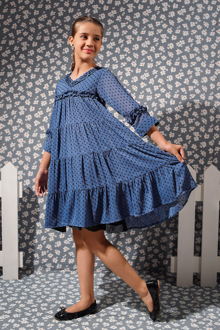 Printed Brochia Chiffon Midi Dress - Wear Ochre