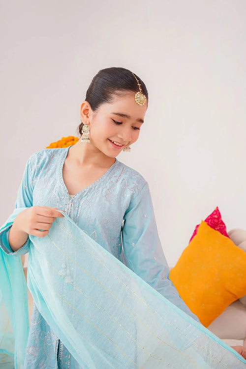 Best Cotton Silk Embroidered 3 Pc Suit - Wear Ochre -