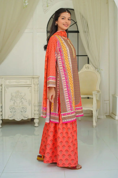 Best Swiss Lawn Digital Printed 3 Pc Suit - Wear Ochre -