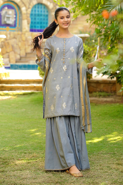 Cotton Jacquard Hand Adda Work 3 Pc Suit