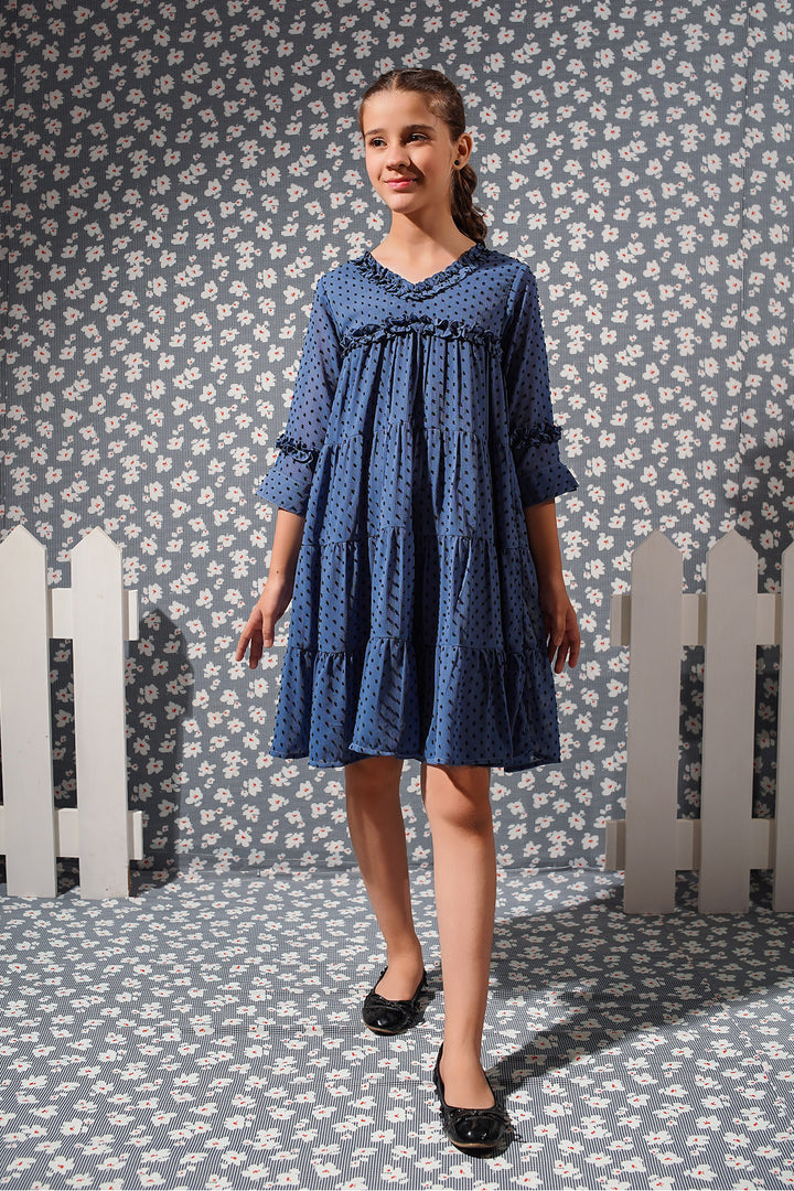 Printed Brochia Chiffon Midi Dress - Wear Ochre