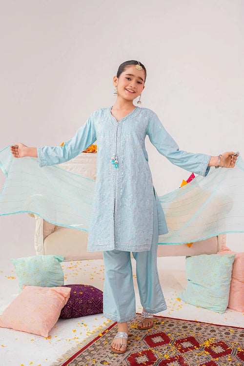 Best Cotton Silk Embroidered 3 Pc Suit - Wear Ochre -