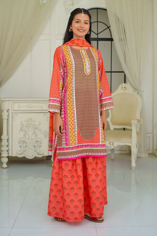 Best Swiss Lawn Digital Printed 3 Pc Suit - Wear Ochre -