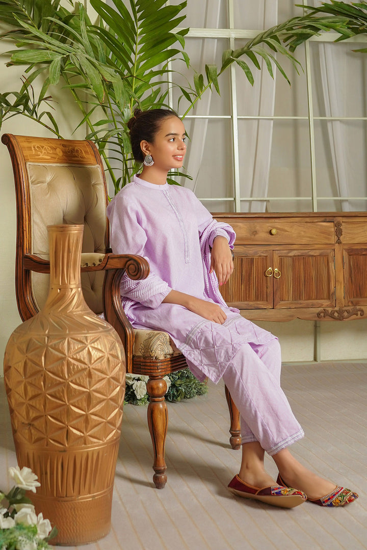 Cotton Embroidered 3 Pc Suit - Wear Ochre