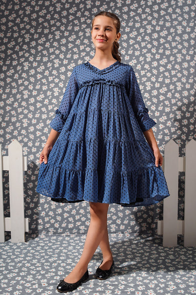 Printed Brochia Chiffon Midi Dress