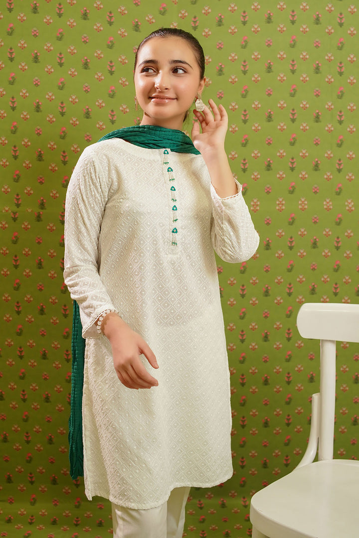 Chikankari 3 Pc Suit - Wear Ochre