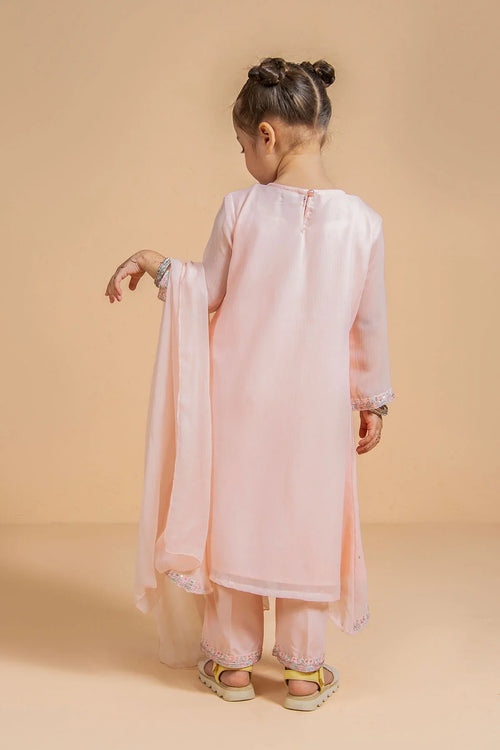 Little girl in pink traditional outfit with dupatta, perfect for kids' fashion and special occasions.