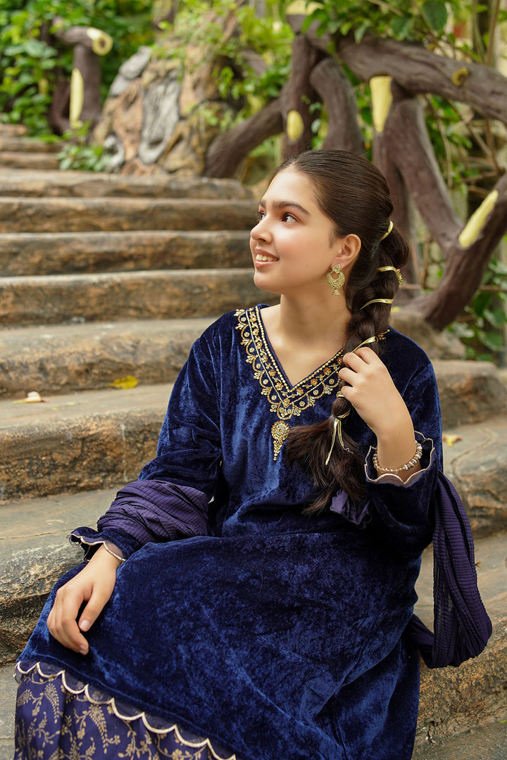 Velvet Hand Adda Work 3 Pc Suit - Wear Ochre