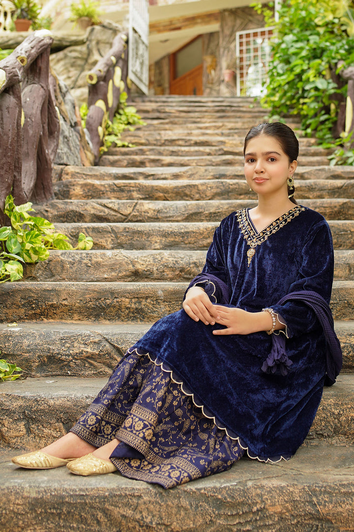 Velvet Hand Adda Work 3 Pc Suit - Wear Ochre