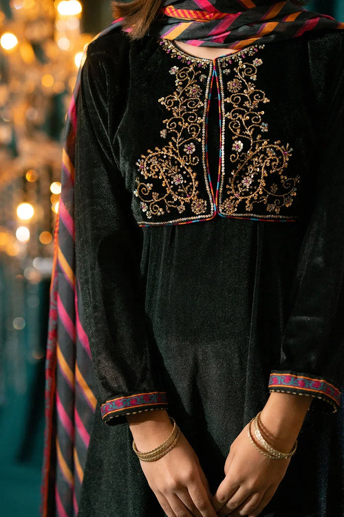 Best Velvet Hand Adda Work 3 Pc Suit - Wear Ochre -