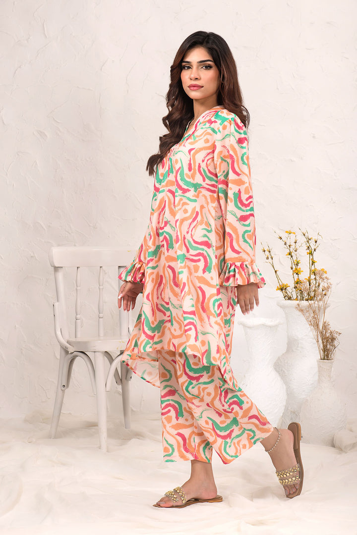 Swiss Lawn Digital Printed 2 Pc Suit - Wear Ochre
