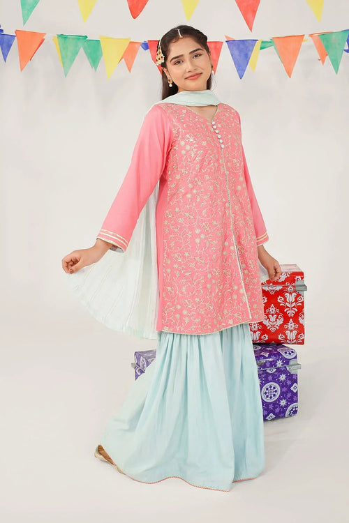 Best Cotton Silk Embroidered 3 Pc Suit - Wear Ochre -