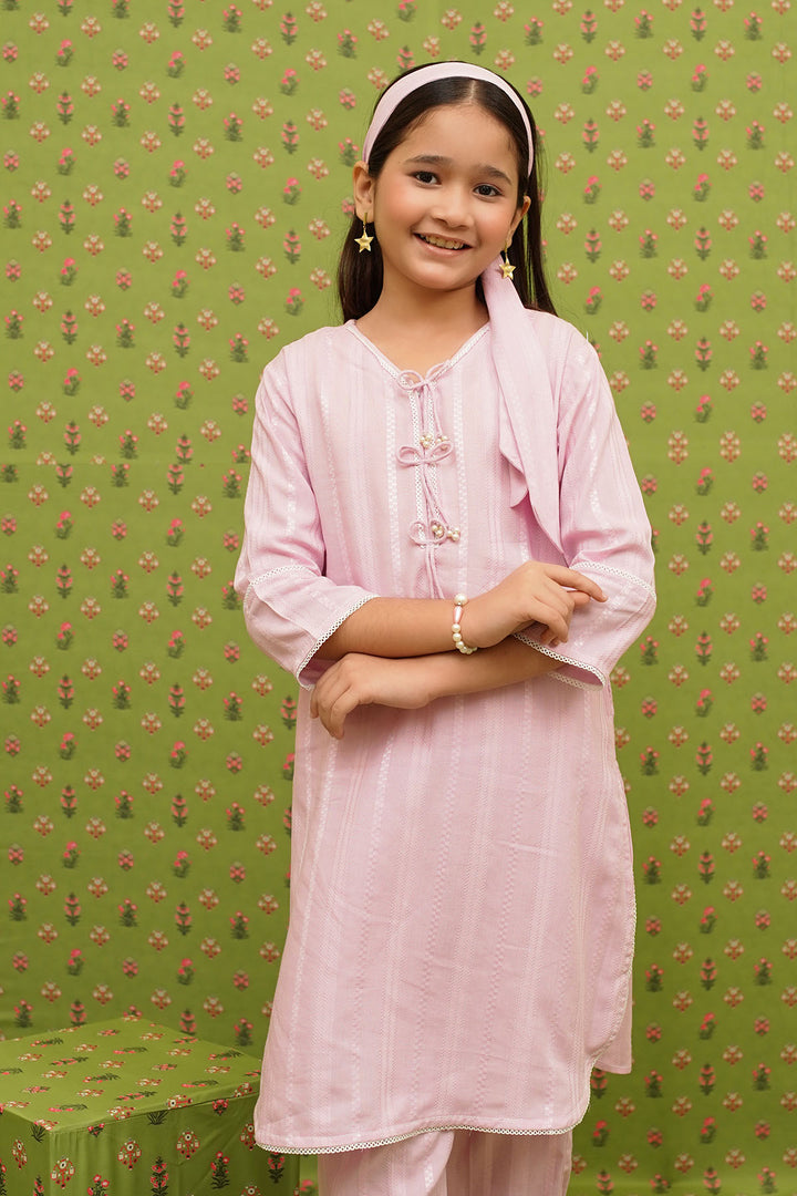 Dobby Cotton Embellished 2 Pc Suit - Wear Ochre