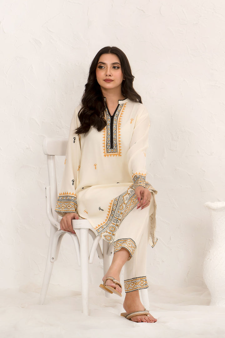 Cotton Crepe Printed 2 Pc Suit - Wear Ochre