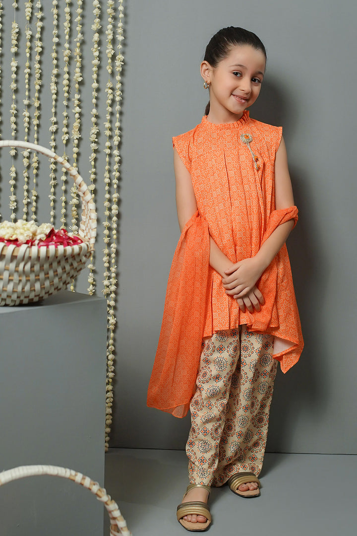 Swiss Lawn Digital Printed 3 Pc Suit - Wear Ochre