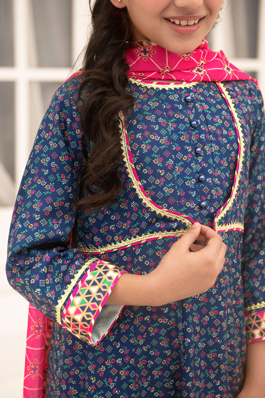Herringbone Digital Printed 3 Pc Suit - Wear Ochre