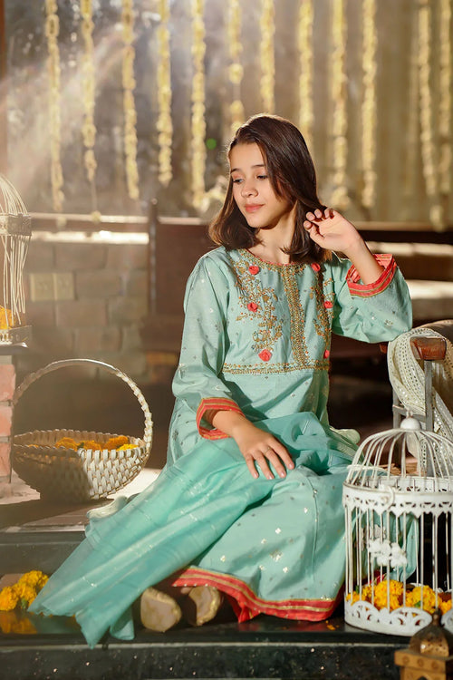 Best Viscose Jacquard Hand Adda Work 3 Pc Suit - Wear Ochre -