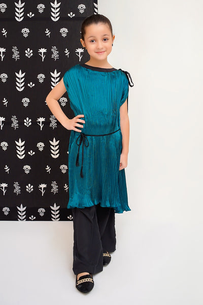 Charmeuse Silk Pleated 2 Pc Suit
