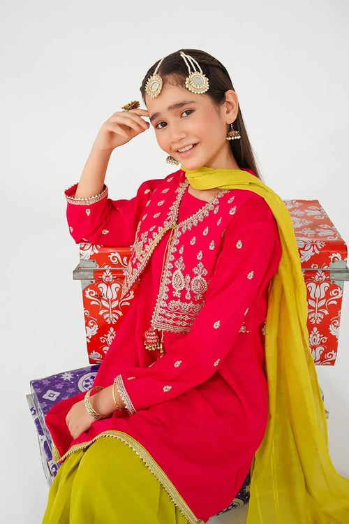 Best Raw Silk Embroidered 3 Pc Suit - Wear Ochre -