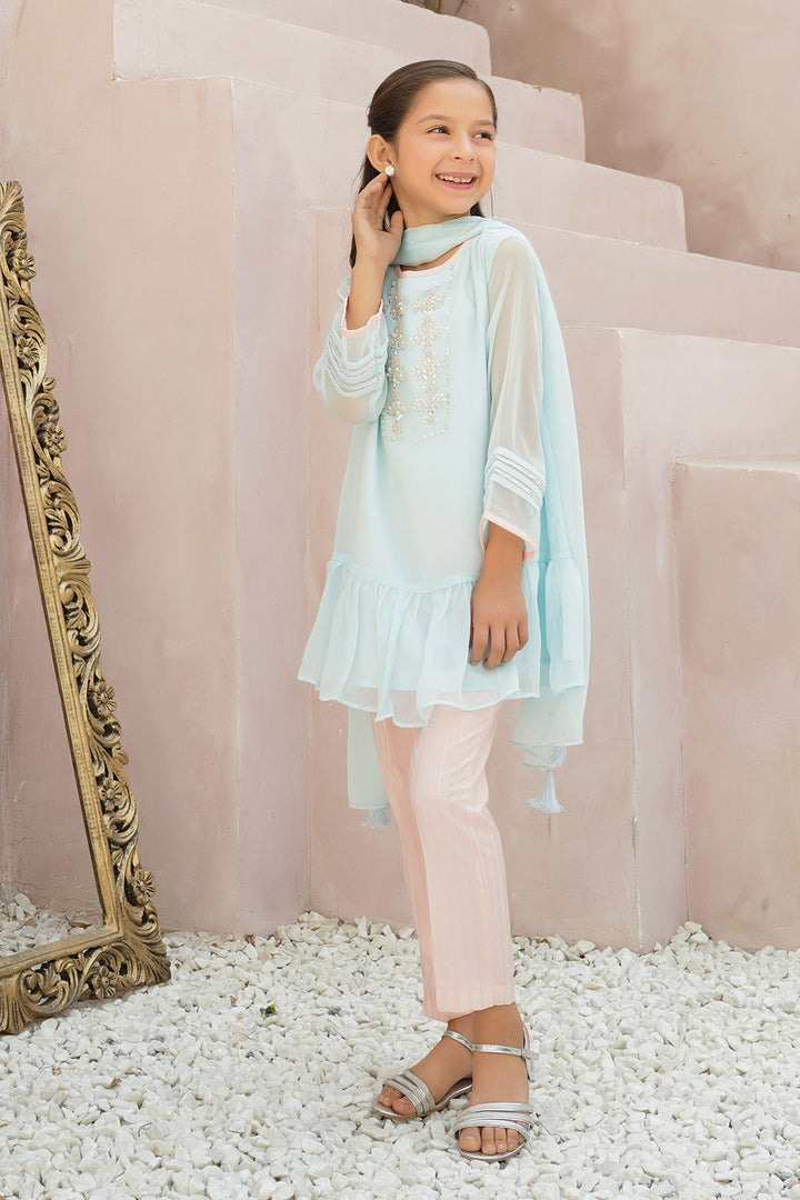 Chiffon Hand Adda Work 3 Pc Suit - Wear Ochre