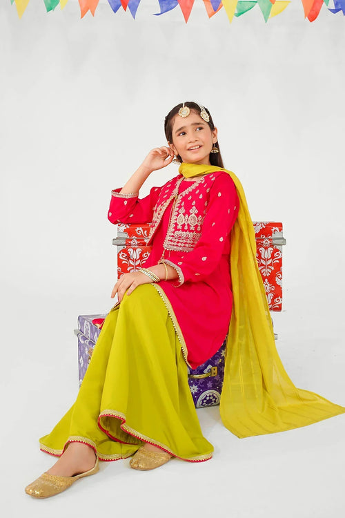 Best Raw Silk Embroidered 3 Pc Suit - Wear Ochre -