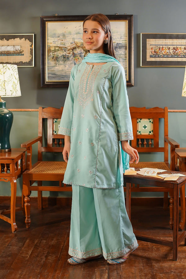 Cotton Embroidered 3 Pc Suit