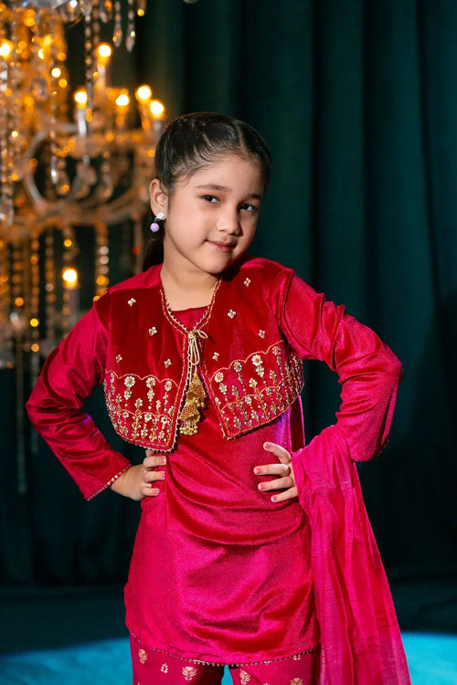 Best Velvet Hand Adda Work 3 Pc Suit Mini - Wear Ochre -
