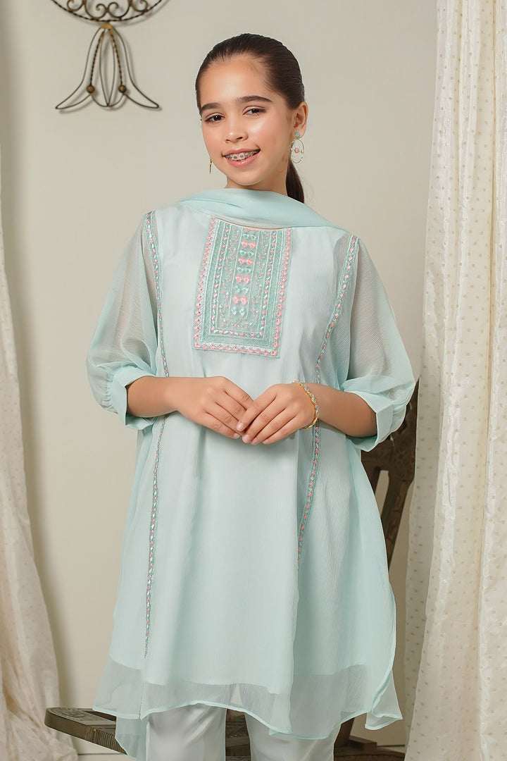 Chiffon Embroidered 3 Pc Suit - Wear Ochre