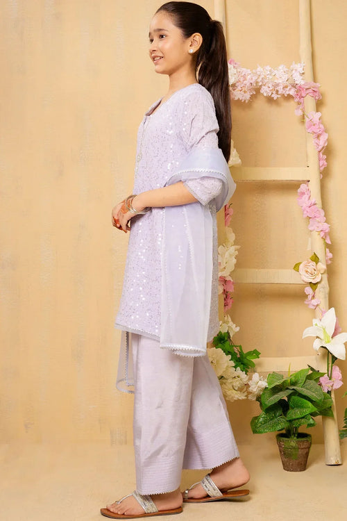 Best Sequence Embroidered Net 3 Pc Suit - Wear Ochre -