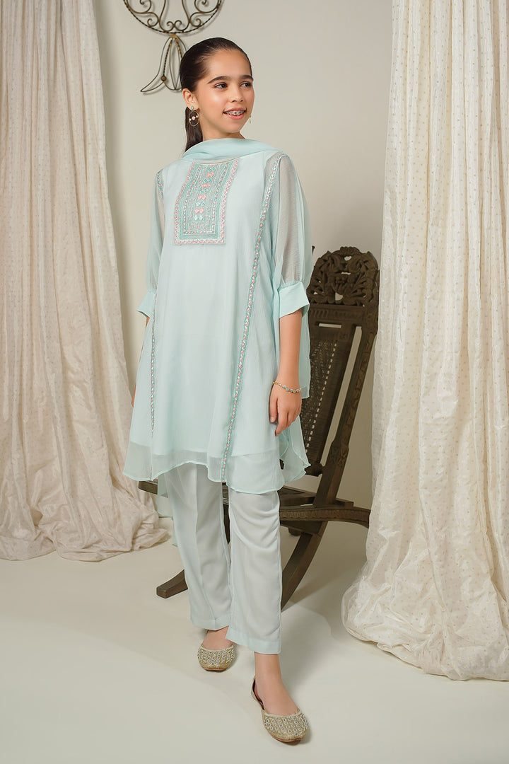 Chiffon Embroidered 3 Pc Suit - Wear Ochre