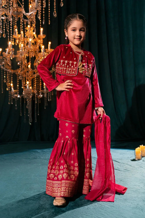 Best Velvet Hand Adda Work 3 Pc Suit Mini - Wear Ochre -