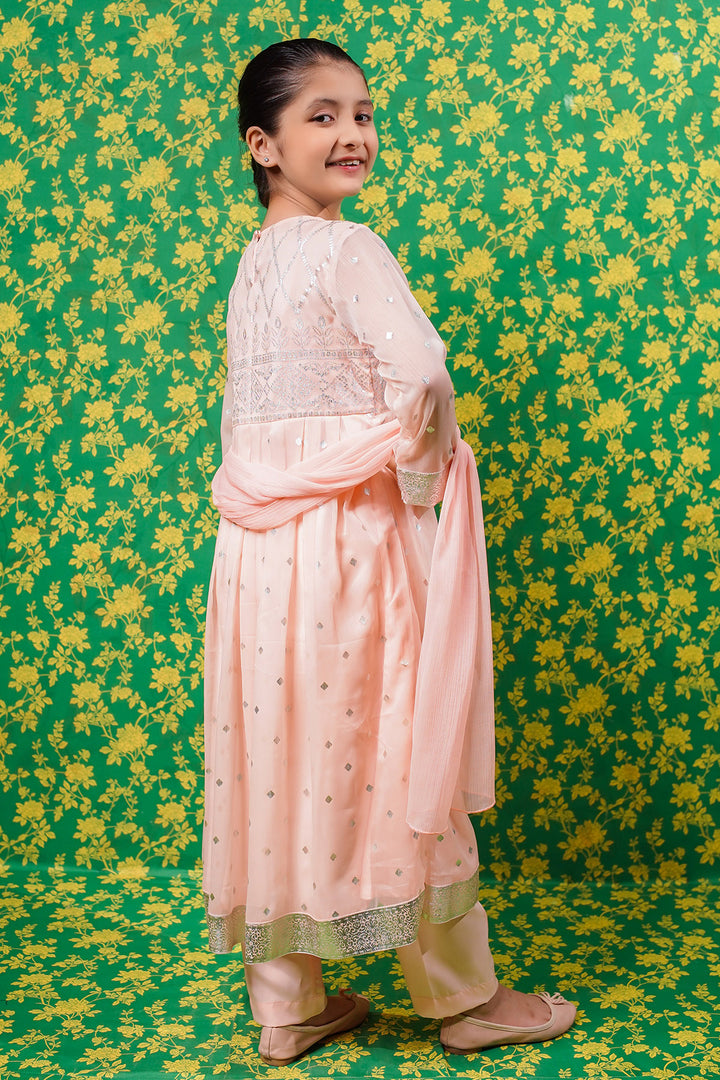 Chiffon Printed 3 Pc Suit - Wear Ochre