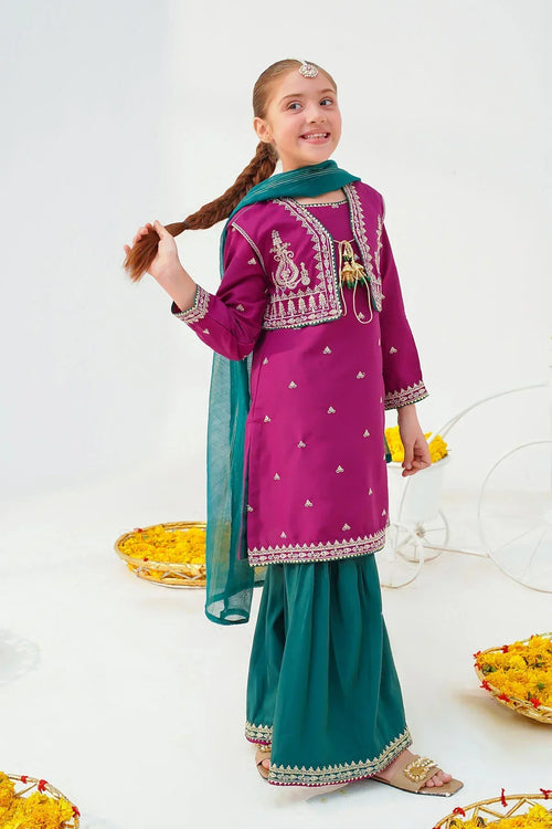 Best Raw Silk Embroidered 3 Pc Suit - Wear Ochre -