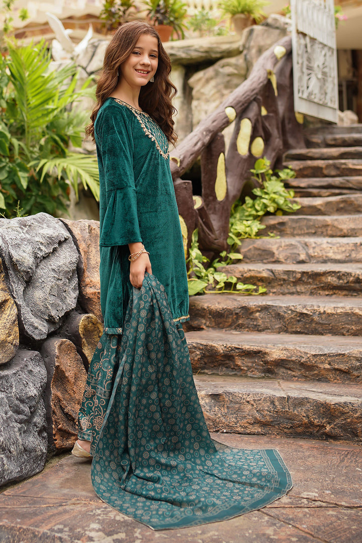 Velvet Hand Adda Work 3 Pc Suit - Wear Ochre