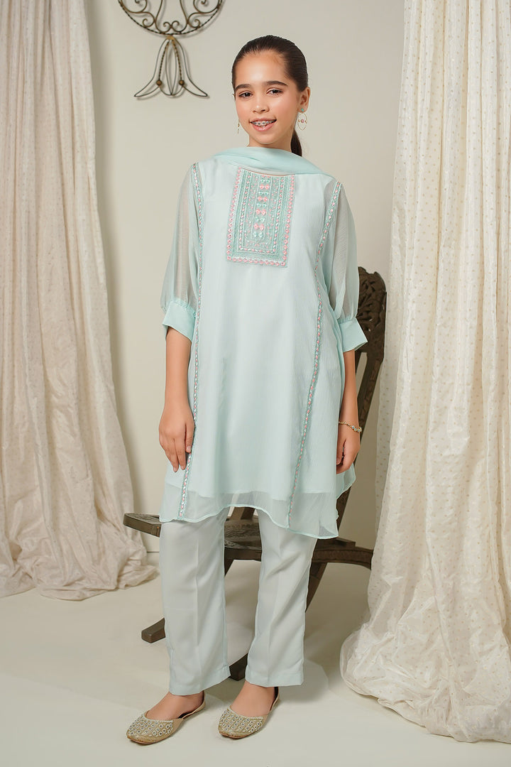 Chiffon Embroidered 3 Pc Suit - Wear Ochre