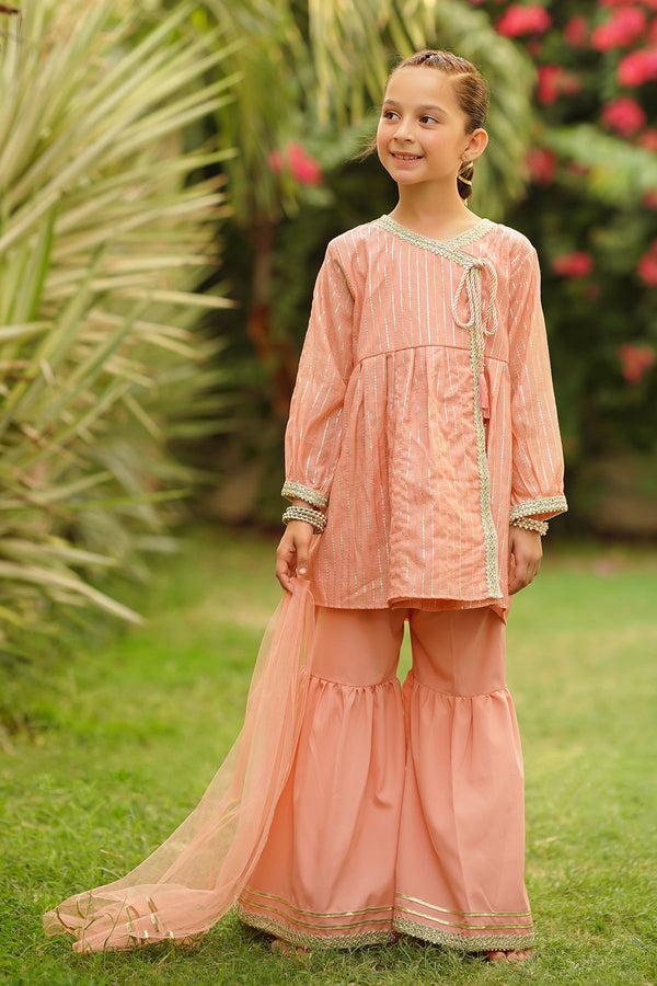 Zari Jacquard 3 Pc Suit - Wear Ochre