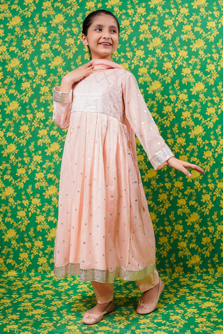 Chiffon Printed 3 Pc Suit - Wear Ochre