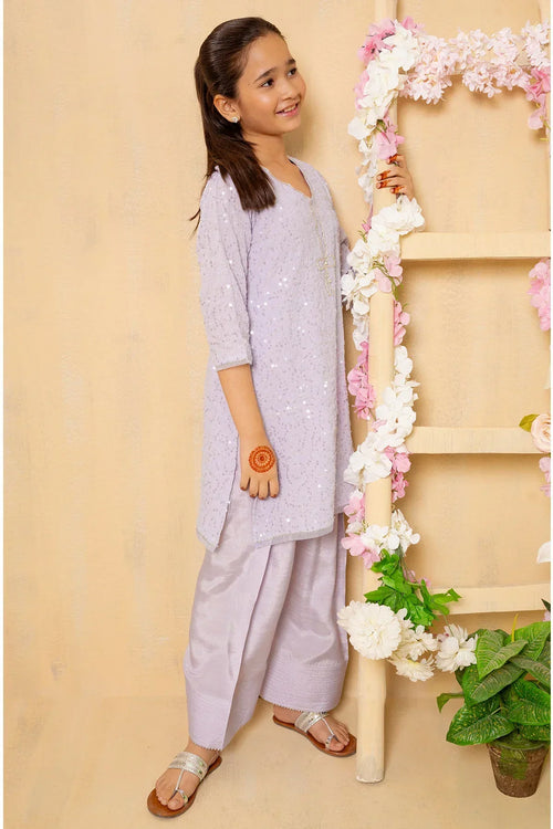 Best Sequence Embroidered Net 3 Pc Suit - Wear Ochre -